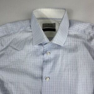 Canali Exclusive 200/2 Egyptian Cotton Dress Shirt Blue Check 41/16